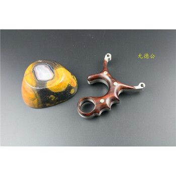 弹弓木歪把子单卡老挝大红酸枝贴片户外竞技异性老红木木钢卡球弹弓