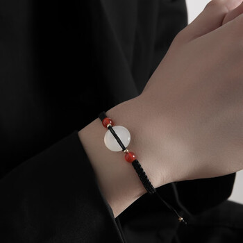 mplve平安扣手链男潮女感编织手绳男士转运红绳小众情侣手饰礼物 刻字