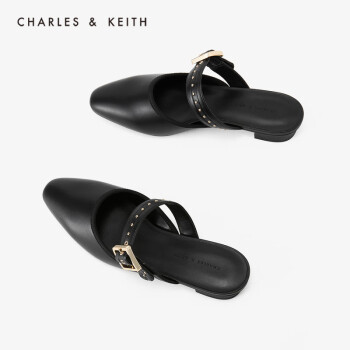 CHARLES&KEITH早春CK1-70920062女士拼色绊带穆勒鞋拖鞋半拖鞋黑色BLACK 