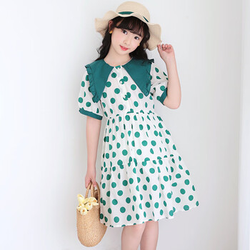 曦田女童夏装连衣裙新款韩版洋气儿童公主裙515岁女孩中大童棉布裙子