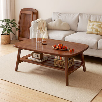 楠居时代 可折叠茶几客厅家用实木腿简易桌子小户型茶桌简约现 可折叠