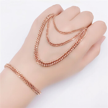 欧凯伦男链俄罗斯585紫金项链14k玫瑰彩金潮牌男女大气板链项链板链长