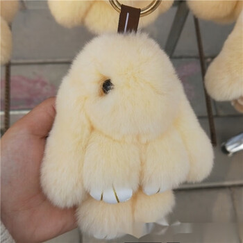 兔毛绒玩具垂耳兔小兔子公仔玩偶迷你白兔手机挂饰书包挂件 米白色 仿