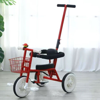 儿童三轮车16岁婴儿幼儿手推车脚踏车自行车红新款三合一推把靠背围栏