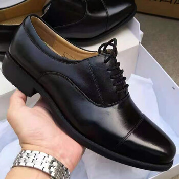 执勤皮鞋警装鞋真牛皮男女三接头皮鞋三节头保安迷鞋商务办公演出鞋