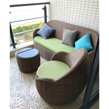 2022新款纳贝菲网红阳台三件套露天藤编休闲沙发椅简约仿藤别墅户外