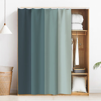 开放式柜子遮挡帘滑轨式衣柜防尘门帘布帘鞋柜杂物帘子自粘式拉帘