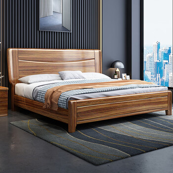 赖氏家具实木床 乌金木大床现代简约实木床全实木中式床主卧婚床1.