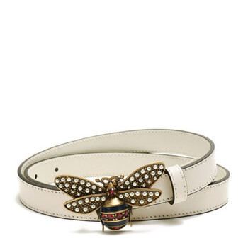 gucci 古驰 女士queen margaret系列皮革蜜蜂仿古板扣式腰带皮带