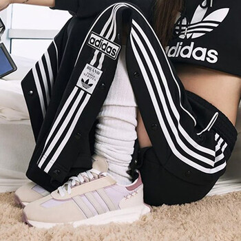 阿迪达斯(adidas)三叶草排扣裤女裤2022秋季新款跑步运动裤复古时尚