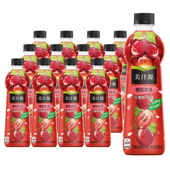可口可乐 美汁源红葡萄汁饮料420ml瓶装果粒玫瑰风味休闲果汁饮品年货