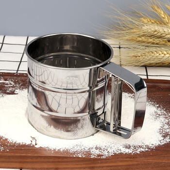 万园琦不锈钢隔粉筛器细面粉筛烘焙过滤网筛用手持半自动网杯形粉筛