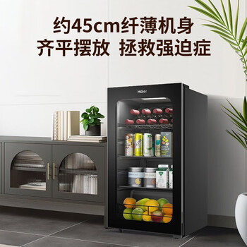 小型冰吧客厅办公室冰箱饮料茶叶冷藏柜水果保鲜柜红酒柜立式客厅冰吧
