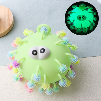 球大号七彩闪光软胶手提弹力手捏发泄儿童玩具大号雪花球绿色带气筒