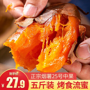 桃小蒙山东流蜜烟薯25 新鲜山地烤红薯 地瓜番薯流心 精选中果5斤