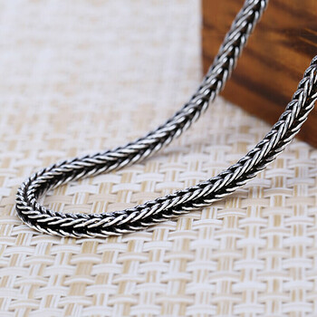 老凤凰 男士项链 男款四方蛇骨链 925 韩版时尚银饰品 霸气粗现货