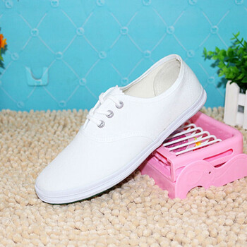 白鞋白色系带白球鞋儿童男女布鞋体操鞋白鞋练功鞋学生用白鞋定制联名