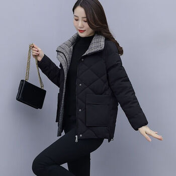 棉服女短款2022新款新款棉衣加厚时尚休闲冬天保暖立领红色外套潮黑色