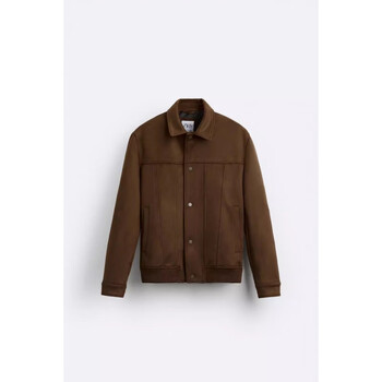 zara秋季新品男装仿麂皮绒面质感效果夹克外套35485003548500皮革色s