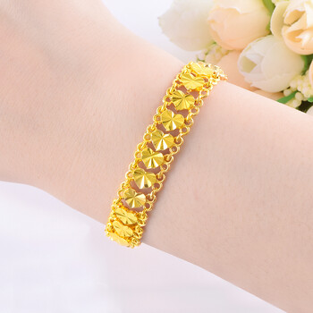 新款女士欧币镀金手链越南沙金女仿金手饰久不掉色首饰链子桃心手链女