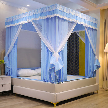 蚊帐家用坐床蚊帐坐床家用遮光蚊帐床帘一体式15米18m无底回底t型开门