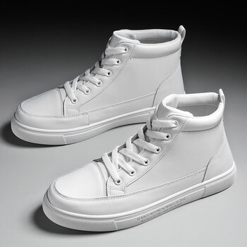 新款男士特大码男鞋子加大码加肥超大号白色高帮鞋男冬季运动休闲皮面