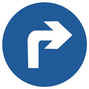 筑采 标志牌国标铝合金反光交通安全标志牌(向右转弯)φ60cm 1个