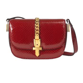 gucci古驰单肩包斜挎包女士sylvie1969手袋ljm0x6638红色代购