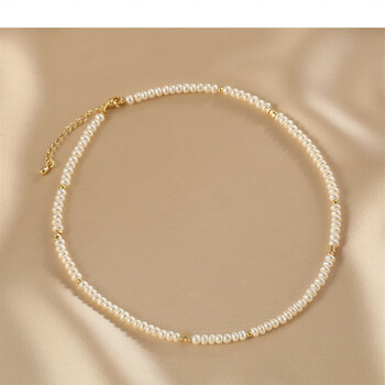 knriquen法式复古双层叠戴巴洛克珍珠项链女轻奢小众颈链小米珠锁骨b