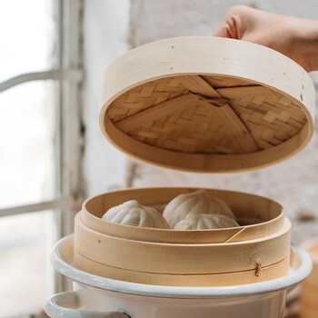 树可手工蒸笼蒸锅蒸笼竹蒸笼小笼包竹制家用小蒸格加深笼屉蒸架23cm两