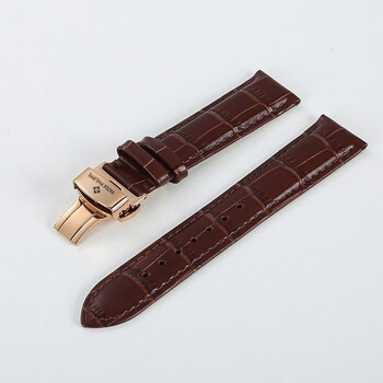 适用百达翡丽手表表带头层牛皮男女款通用表带蝴蝶扣配件21mm22mm