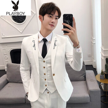 帅气正装英伦风修身西装新郎结婚礼服小码男装sjt33白色单西装送领带s