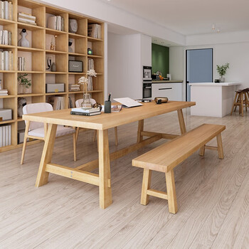 bui 现代客厅实木大长书桌书房长方形桌子家用松木工作台电脑桌 180cm