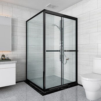 网红不锈钢淋浴房简易l形卫生间干湿分离整体洗澡间隔断家用 亮银色/1