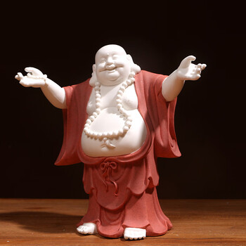 笑佛大肚弥勒佛像供奉陶瓷摆件客厅玄关软装饰品乔迁开业礼品八方招财