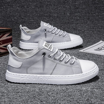 鞋男鞋夏季休闲潮流百搭透气软底运动鞋新款皮面小板鞋yc588灰色39