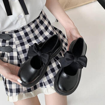 娃娃lo鞋jk鞋子基础款萝莉塔lolita鞋洛丽塔京固 黑色哑光精品升级版