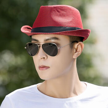 nynyc帽子男士夏天英伦爵士帽韩版潮小礼帽遮阳帽中年出游礼帽男青年