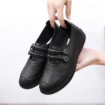 老奶奶春秋老布鞋中老年妈妈鞋女单鞋款老年奶奶鞋滑老人老太太鞋黑色