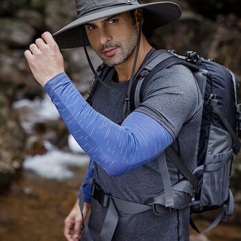 里普翎冰袖男防紫外线防晒袖套男士遮阳透气长款薄钓鱼冰丝袖套夏季