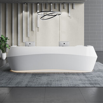 异形烤漆前台接待前台公司咨询吧台简约现代创意收银办公桌椅组合42米