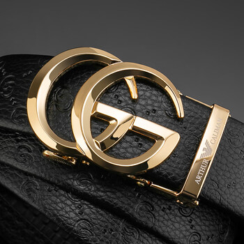 帝梵 阿玛尼皮带男双g自动扣潮男商务新款男士休闲裤腰带 金色 120cm