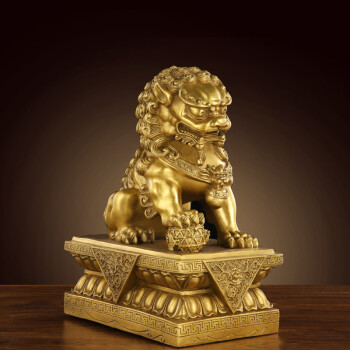 明恩铜狮子摆件纯铜大小号客厅北京狮一对门口家居装饰品摆设工艺礼品