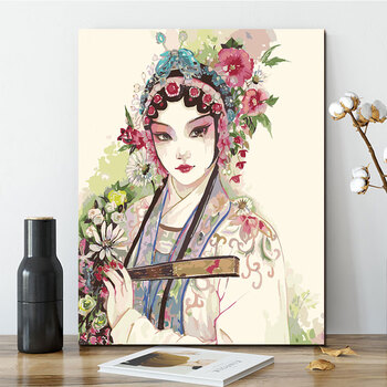 数字油画中国风diy戏曲京剧艺术汉服美女古风手绘填色装饰油彩画x