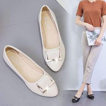 休闲坡跟平底鞋子女青年舒适小皮鞋女妈妈鞋潮流职业ol上班工作鞋jb