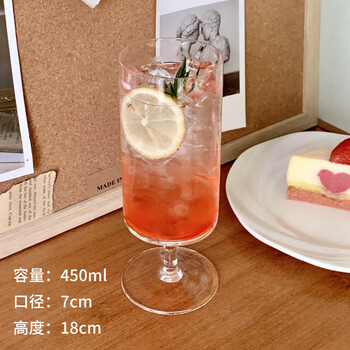 拓进ins风高脚果汁杯玻璃杯咖啡厅奶茶冷饮杯鸡尾酒饮品杯饮料水杯子 