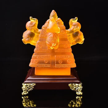 财象高升吉宏琉璃 财像高升吉宏琉璃摆件易明居2021年牛年十二生肖阵