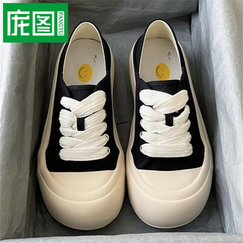 庞图pangtu娃娃头丑萌厚底两穿面包鞋女夏季季新款小众日系大头小白鞋