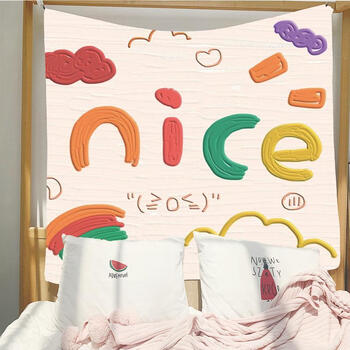 直播背景布ins风卡通文字挂毯挂画卧室宿舍改造可爱布nice1米宽07高米