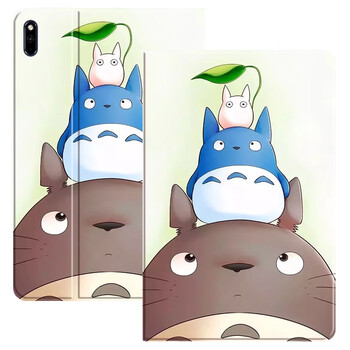 1寸可爱m6卡通m5女孩荣耀平板6外壳matepad皮套 三只龙猫(保护套 钢化